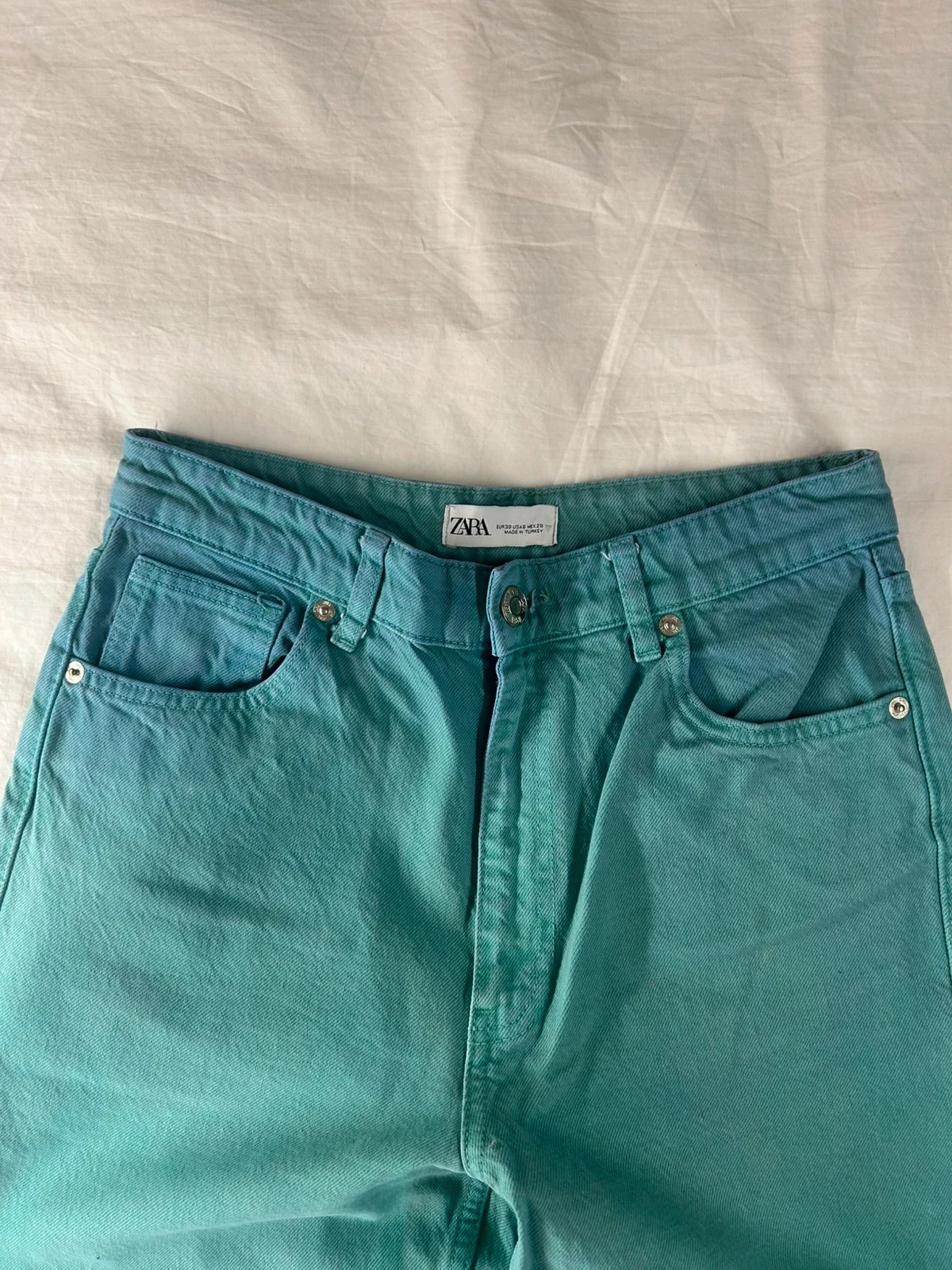 Zara blue green flared wide leg jeans size 38 vintage – photo 3